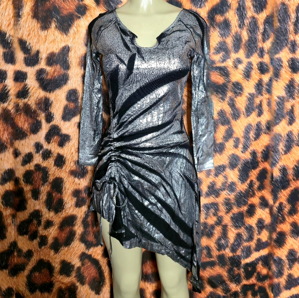Not A Casual Girl Metallic Rouched Dress